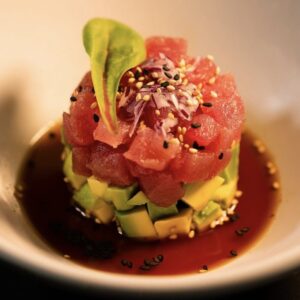Salmon tartare with ikura